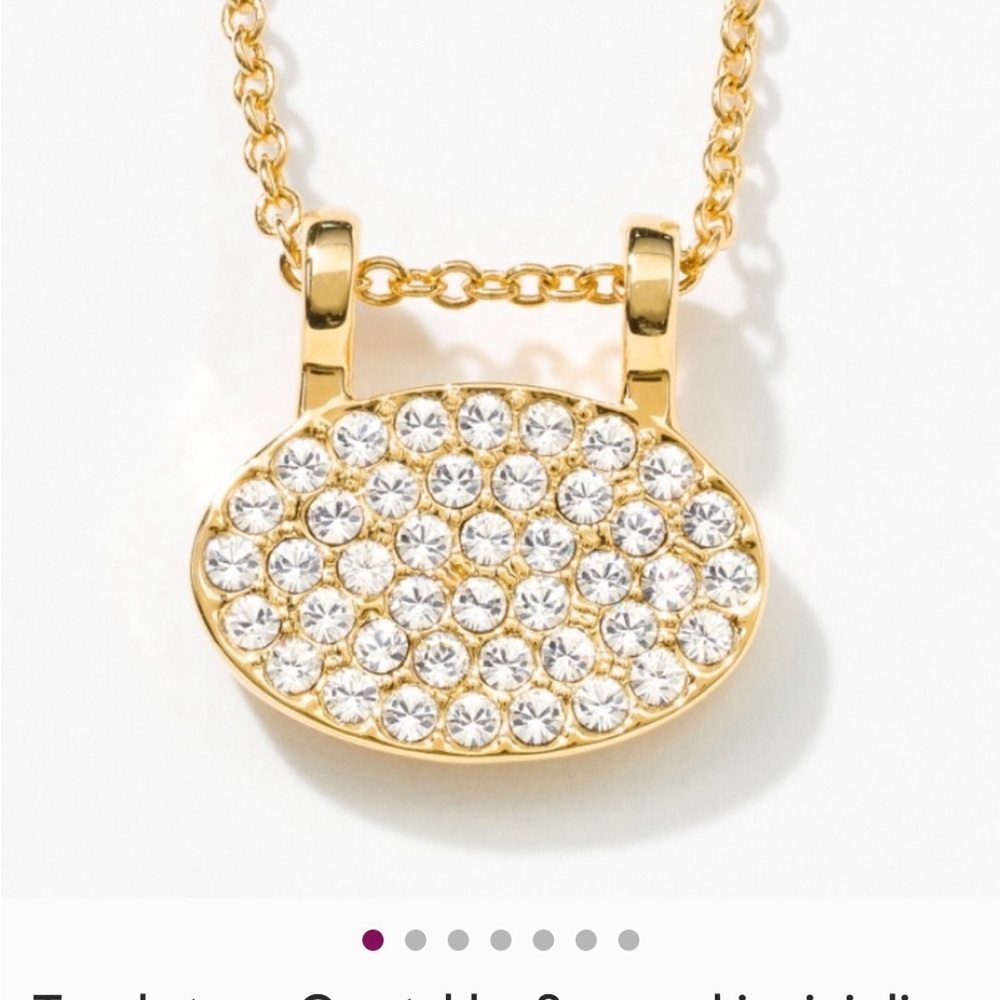 Touchstone Crystal by Swarovski mini disc necklace gold w/crystals BNIB